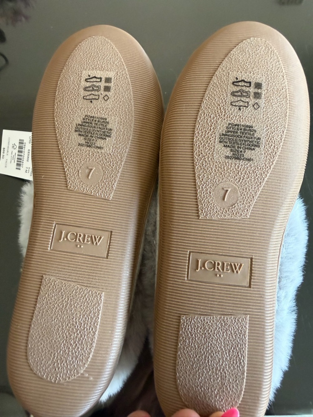 J.Crew Cozy Faux-Fur Moccasin Slippers - Light Heathered Gray - Picture 4 of 5